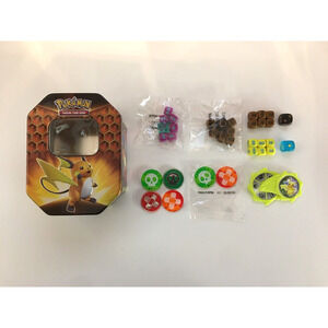 Pokemon TCG Hidden Fates Raichu GX Tin w/ Dice & Tokens, NO CARDS INCLUDED
